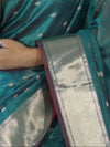 Banarasee Handloom Tissue Saree With Zari Buti Design & Border-Light Green