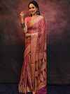 Banarasee Pure Chiffon Saree With Zari Work-Onion Pink