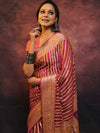 Banarasee Pure Chiffon Saree With Zari Work-Onion Pink