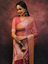 Banarasee Pure Chiffon Saree With Zari Work-Onion Pink