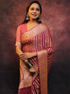 Banarasee Pure Chiffon Saree With Zari Work-Onion Pink