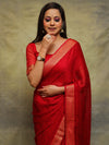 Banarasee Chiffon Blend Saree Chunri Print Zari Border & Silk Blouse-Maroon