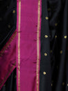 Banarasee Handloom Semi Silk Saree With Buti Design & Contrast Border-Black & Magenta