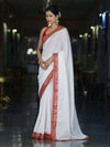 Banarasee Handloom Satin Silk (Saubhagyavati Bhava) Lace Saree-White