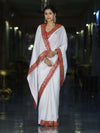 Banarasee Handloom Satin Silk (Saubhagyavati Bhava) Lace Saree-White