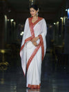 Banarasee Handloom Satin Silk (Saubhagyavati Bhava) Lace Saree-White