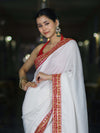 Banarasee Handloom Satin Silk (Saubhagyavati Bhava) Lace Saree-White