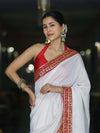 Banarasee Handloom Satin Silk (Saubhagyavati Bhava) Lace Saree-White