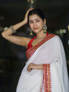 Banarasee Handloom Satin Silk (Saubhagyavati Bhava) Lace Saree-White