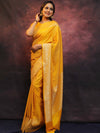Banarasee Semi-Katan Zari Buta Saree-Yellow