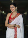 Banarasee Handloom Satin Silk (Saubhagyavati Bhava) Lace Saree-White