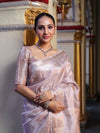 Banarasee Handwoven Tissue Saree With Sona Rupa Zari Buti Design-Light Pink