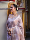 Banarasee Handwoven Tissue Saree With Sona Rupa Zari Buti Design-Light Pink