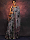 Banarasee Semi Silk Meena Work Saree-Grey
