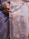 Banarasee Handwoven Tissue Saree With Sona Rupa Zari Buti Design-Light Pink