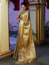 Banarasee Handwoven Tissue Saree With Zari Weaving Design & Lace-Gold