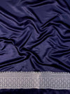 Banarasee Handloom Mashru Silk Saree With Buti Design Zari Border & Lace-Navy Blue