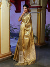 Banarasee Handwoven Tissue Saree With Zari Weaving Design & Lace-Gold