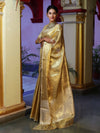 Banarasee Handwoven Tissue Saree With Zari Weaving Design & Lace-Gold