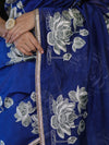 Banarasee Handloom Chanderi Cotton Saree With Applique Work & Lace-Royal Blue