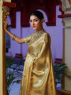 Banarasee Handwoven Tissue Saree With Zari Weaving Design & Lace-Gold