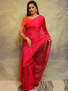 Banarasee Pure Chiffon Chunri Saree With Hand-Embroidered Work & Silk Blouse-Pink