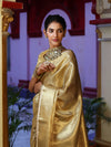 Banarasee Handwoven Tissue Saree With Zari Weaving Design & Lace-Gold