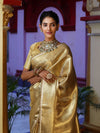 Banarasee Handwoven Tissue Saree With Zari Weaving Design & Lace-Gold