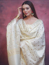 Banarasee Art Silk Resham Design Salwar Kameez With Dupatta Set-Ivory White