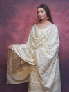 Banarasee Art Silk Resham Design Salwar Kameez With Dupatta Set-Ivory White