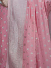Banarasee Handwoven Chiffon Saree With Polka Dots Design & Border-Peachy Pink