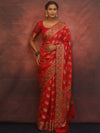 Banarasee Semi Georgette Saree With Resham Buta Design & Border-Red