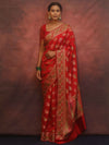 Banarasee Semi Georgette Saree With Resham Buta Design & Border-Red