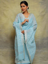 Banarasee Chanderi Cotton Salwar Kameez Fabric With Embroidery Work-Blue