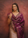 Banarasee Semi-Silk Salwar Kameez Fabric With Contrast Dupatta Set-Violet