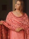 Banarasee Cotton Salwar Kameez Fabric With Dupatta & Resham Work-Peach