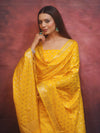 Banarasee Semi-Silk Zari Design Salwar Kameez Fabric With Dupatta Set-Yellow