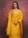 Banarasee Semi-Silk Zari Design Salwar Kameez Fabric With Dupatta Set-Yellow