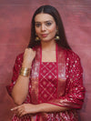 Banarasee Semi-Silk Zari Design Salwar Kameez Fabric With Dupatta Set-Maroon
