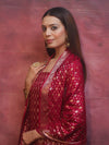 Banarasee Semi-Silk Zari Design Salwar Kameez Fabric With Dupatta Set-Maroon