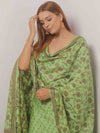 Banarasee Cotton Salwar Kameez Fabric With Dupatta & Resham Zari-Green