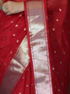 Banarasee Handloom Tissue Saree With Zari Buti Design & Border-Red