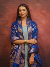 Banarasee Semi-Silk Salwar Kameez Fabric With Contrast Dupatta Set-Blue