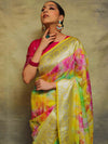 Banarasee Handwoven Faux Georgette Saree With Shibori Dye & Silver Zari-Multicolor