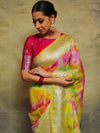 Banarasee Handwoven Faux Georgette Saree With Shibori Dye & Silver Zari-Multicolor