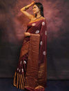Banarasee Handwoven Pure Muga Silk Saree With Sona Rupa Zari Work-Maroon