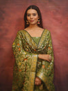 Banarasee Cotton Silk Resham Work Salwar Kameez Fabric With Dupatta-Olive Green