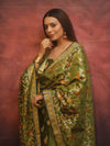 Banarasee Cotton Silk Resham Work Salwar Kameez Fabric With Dupatta-Olive Green