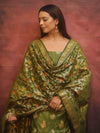 Banarasee Cotton Silk Resham Work Salwar Kameez Fabric With Dupatta-Olive Green