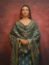 Banarasee Cotton Silk Resham Work Salwar Kameez Fabric With Dupatta-Rama Green